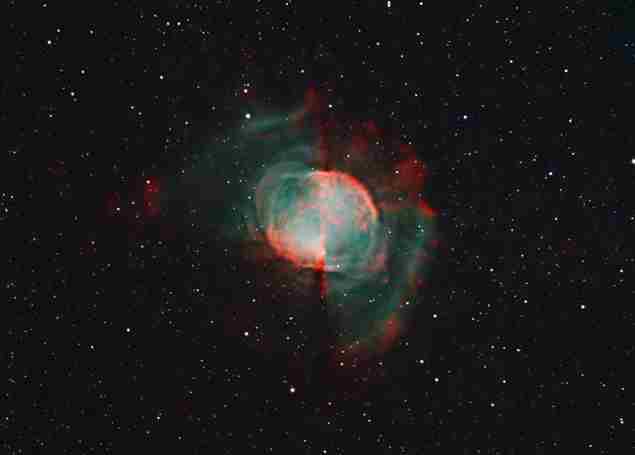 La nebulosa Dumbbell con filtro Narrowband